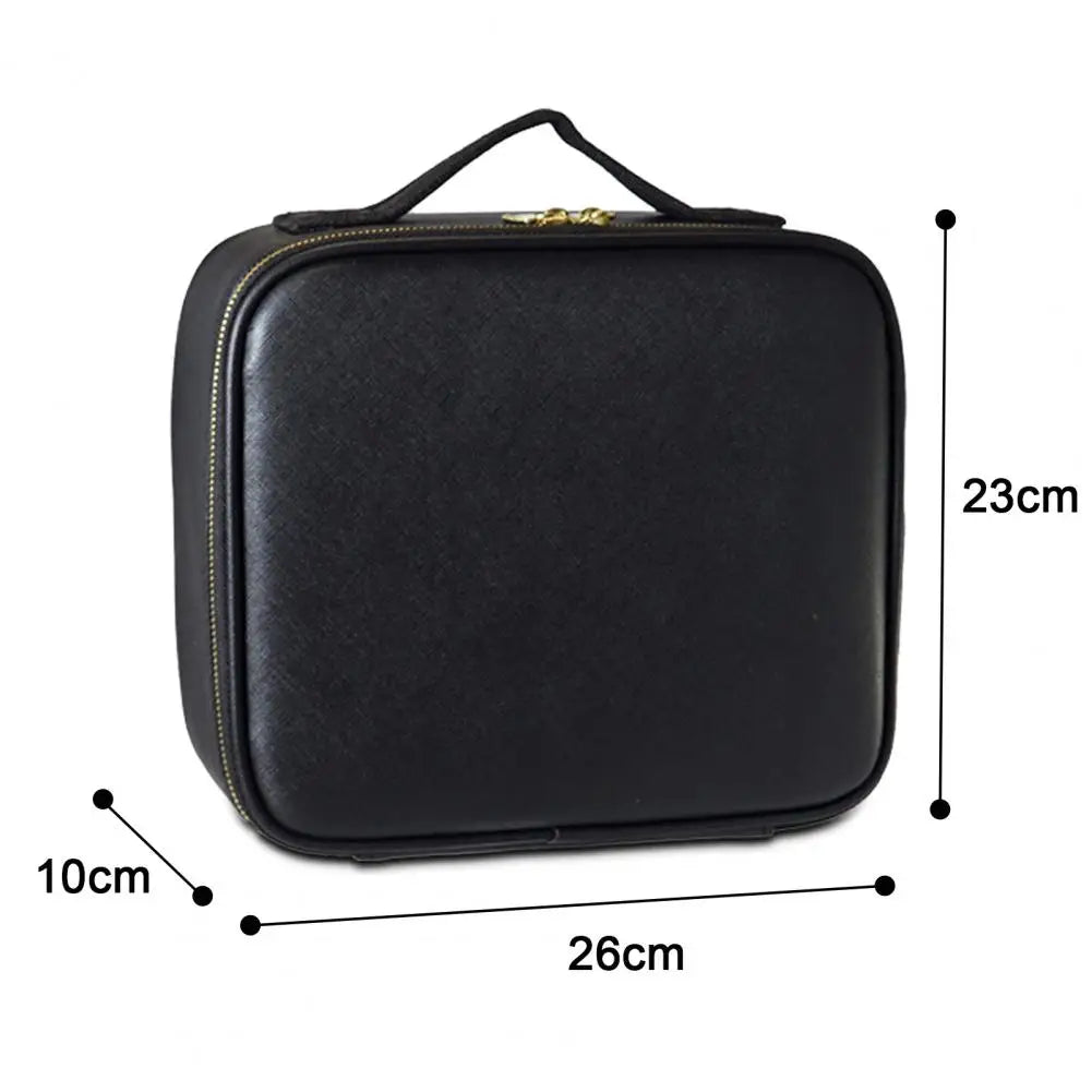 Makeup Bag with LED Lighted Mirror Travel Cosmetic Organizer Adjustable LED Vanity Mirror Women Waterproof Cosmetic Case