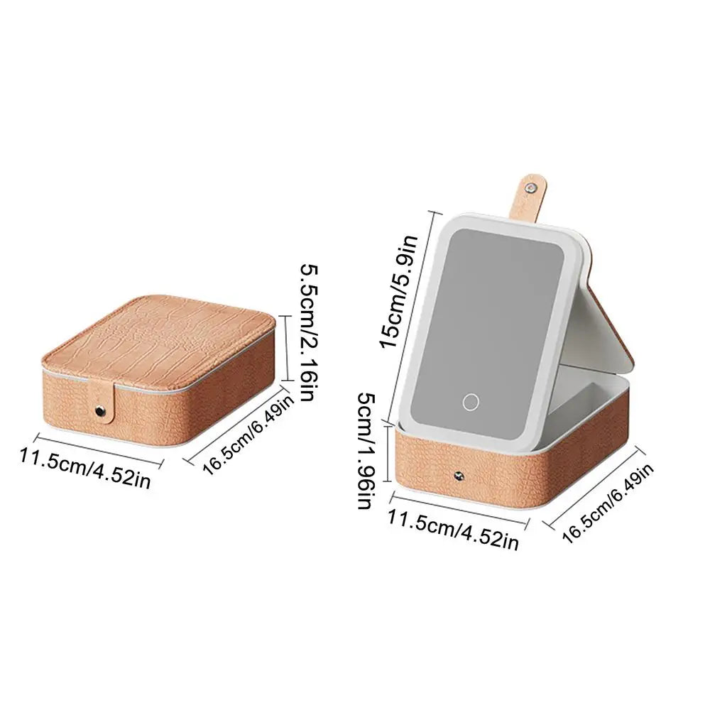 Makeup Bag With Mirror And Light Textured Makeup Bag Makeup Accessories Tools Case Travel Makeup Bag Light Travel Makeup