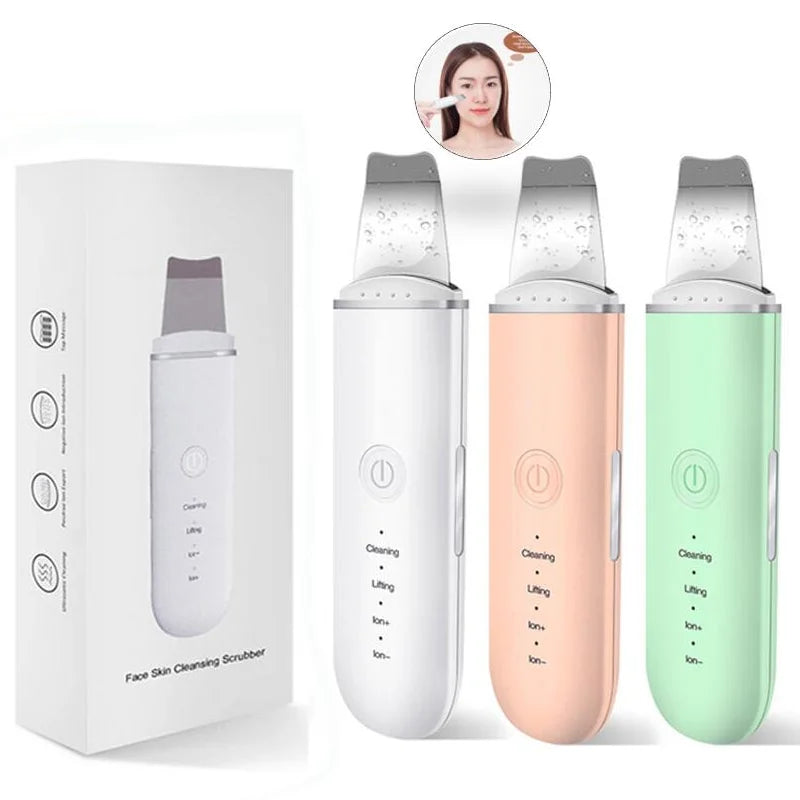 Ultrasonic Skin Scrubber Vibration Face Spatula Blackhead Remover Shovel Clean Cavitation Peeling Facial Lifting