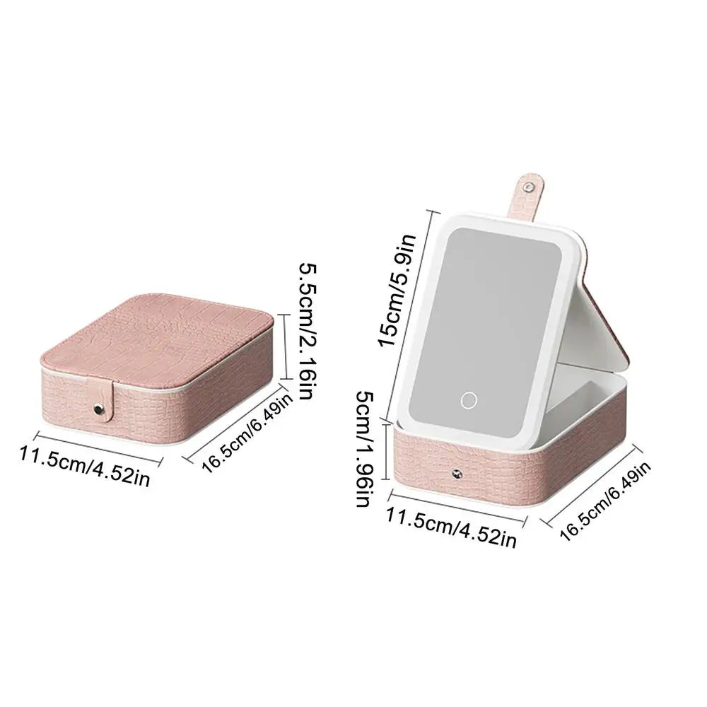 Makeup Bag With Mirror And Light Textured Makeup Bag Makeup Accessories Tools Case Travel Makeup Bag Light Travel Makeup